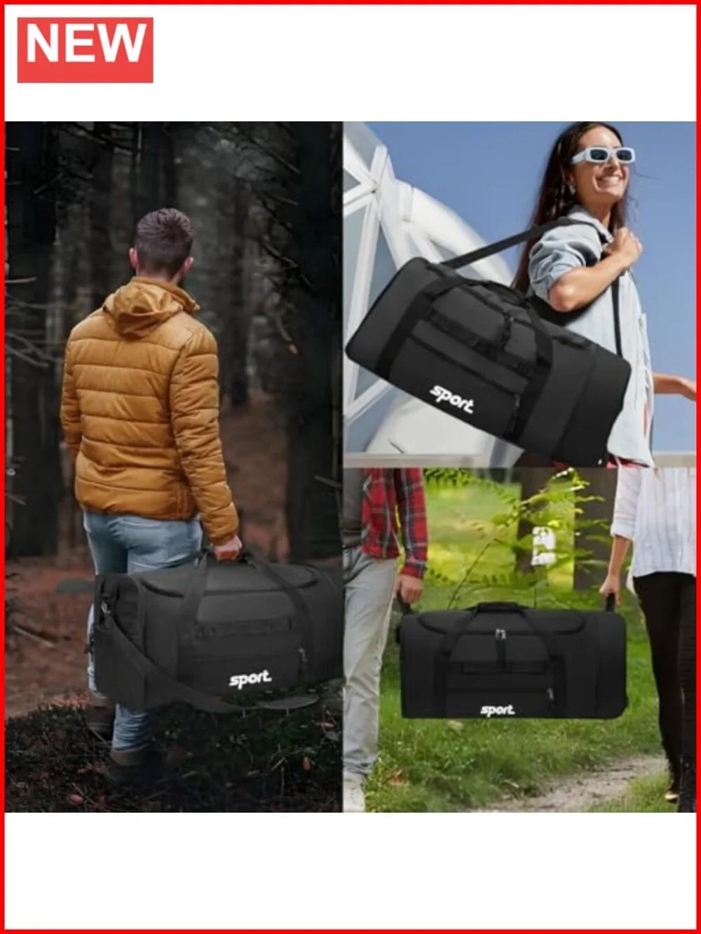 Large Rolling Duffel Bag with 2 Wheels Expandable Foldable Travel Bag No-Sag